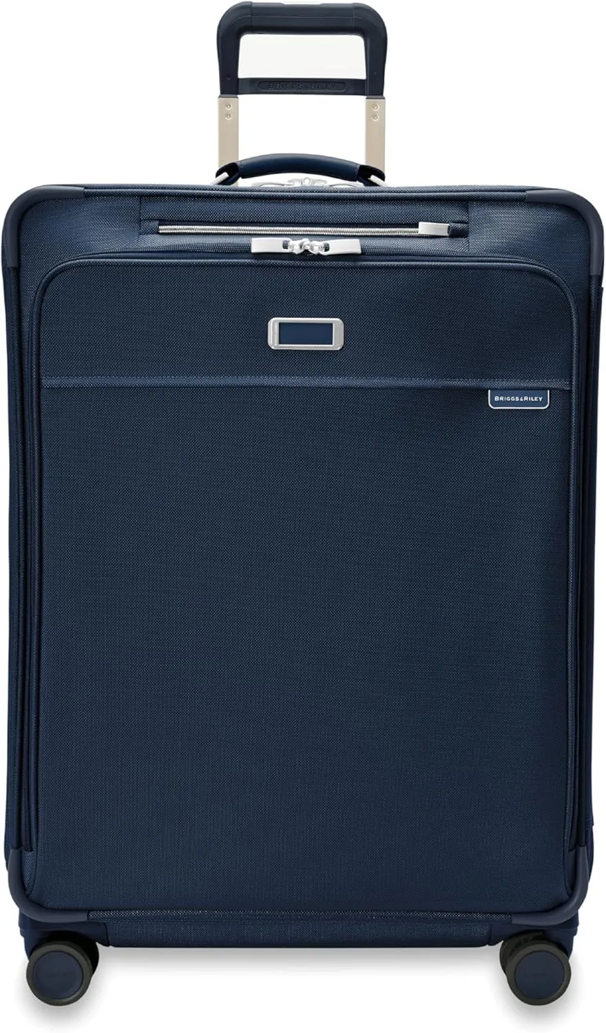 Briggs & Riley 29" Large Expandable Spinner - Checked Luggage for Travel, Suitcases with Wheels, Softside Rolling Bag for Men & Women, Self-Repairing Zipper - Baseline Collection, Navy