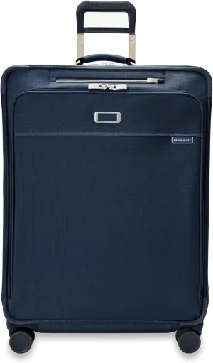 Briggs & Riley 29" Large Expandable Spinner - Checked Luggage for Travel, Suitcases with Wheels, Softside Rolling Bag for Men & Women, Self-Repairing Zipper - Baseline Collection, Navy