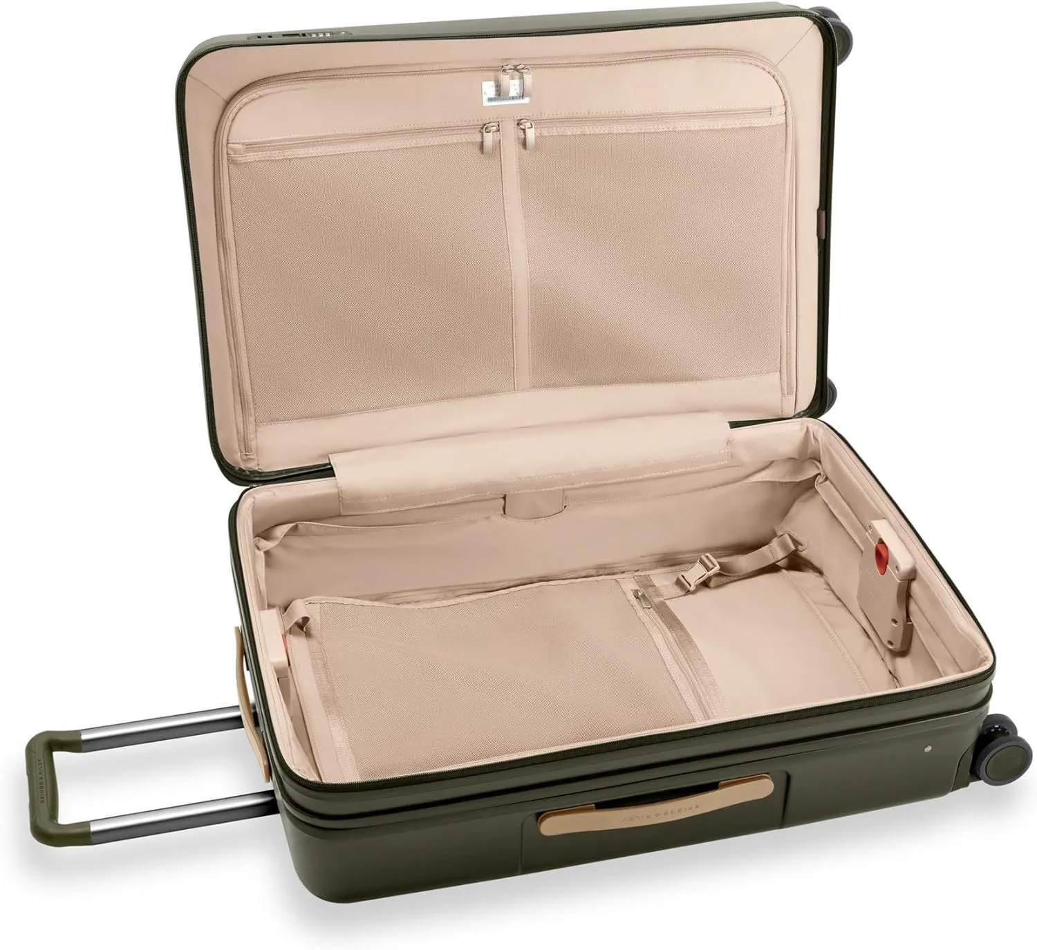 Briggs & Riley 30" Large Expandable Spinner - Checked Luggage for Travel, Suitcases with Wheels, Hardside Rolling Bag for Men & Women, Self-Repairing Zipper - Sympatico Collection, Olive