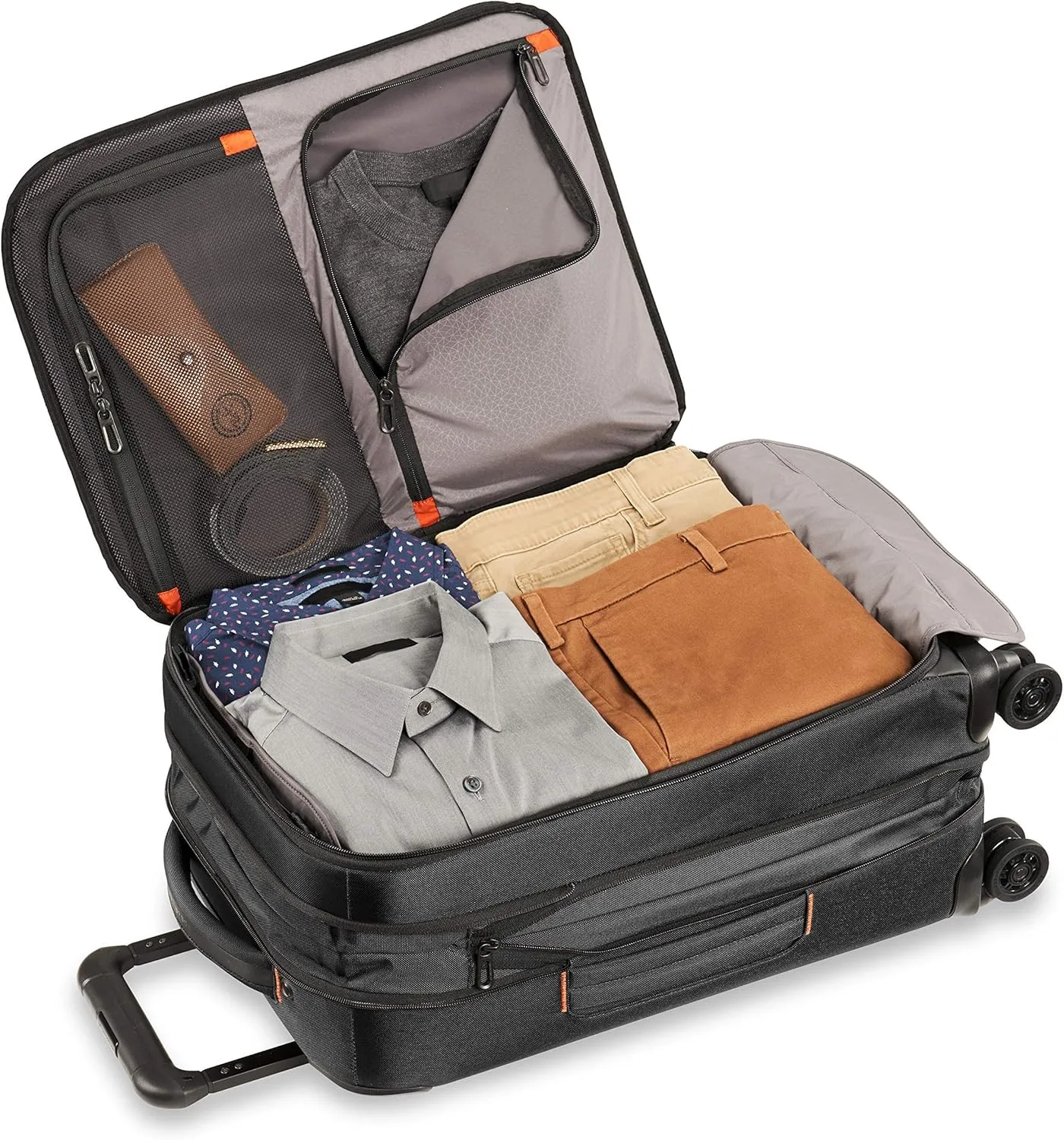 Briggs & Riley Domestic 22" Carry On Expandable Spinner - Luggage for Travel, Suitcases with Wheels, Softside Rolling Bag for Men & Women, Self-Repairing Zipper - ZDX Collection, Black