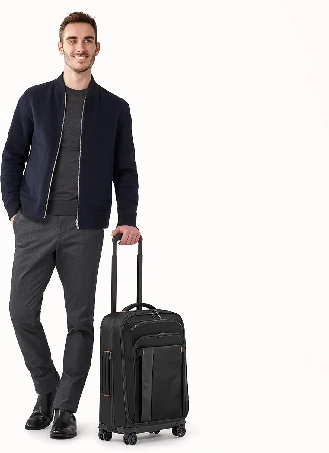 Briggs & Riley Domestic 22" Carry On Expandable Spinner - Luggage for Travel, Suitcases with Wheels, Softside Rolling Bag for Men & Women, Self-Repairing Zipper - ZDX Collection, Black