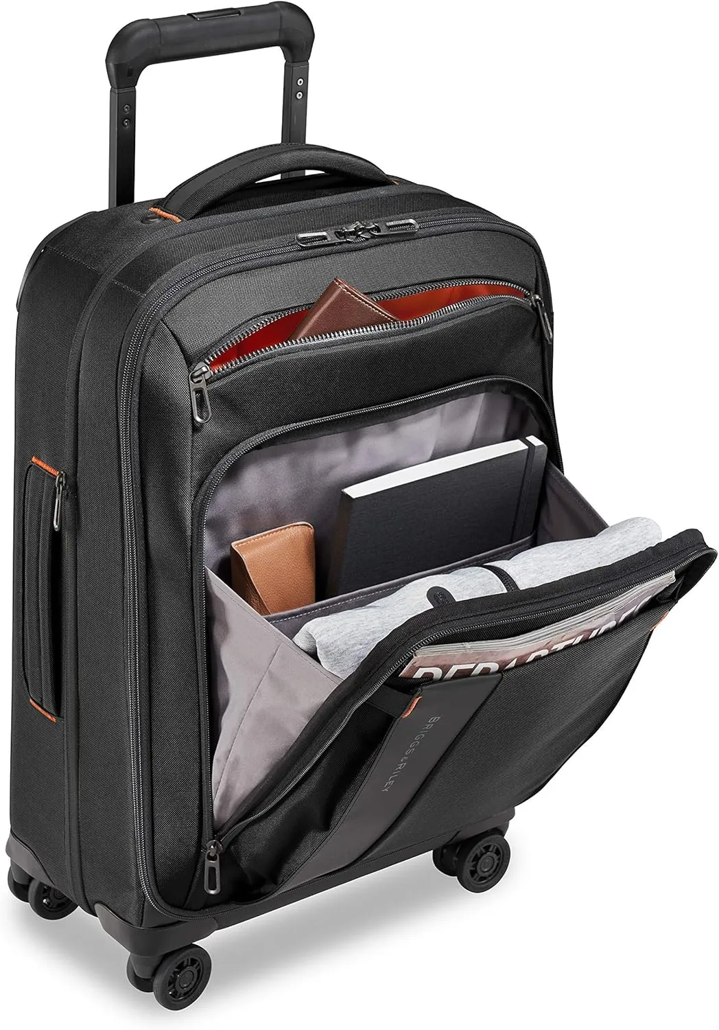 Briggs & Riley Domestic 22" Carry On Expandable Spinner - Luggage for Travel, Suitcases with Wheels, Softside Rolling Bag for Men & Women, Self-Repairing Zipper - ZDX Collection, Black