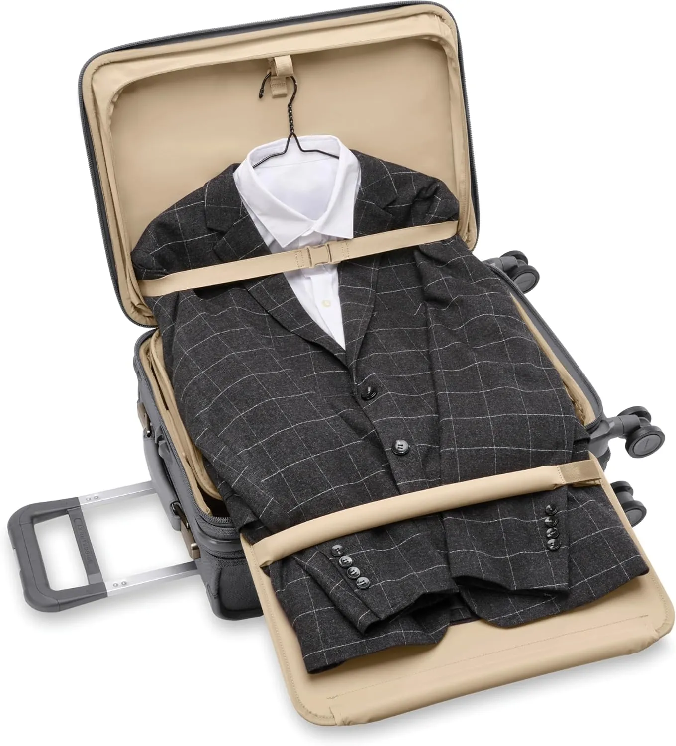 Briggs & Riley Essential 22" Carry On Expandable Spinner - Luggage for Travel, Suitcases with Wheels, Softside Rolling Bag for Men & Women, Self-Repairing Zipper - Baseline Collection, Steel Gray
