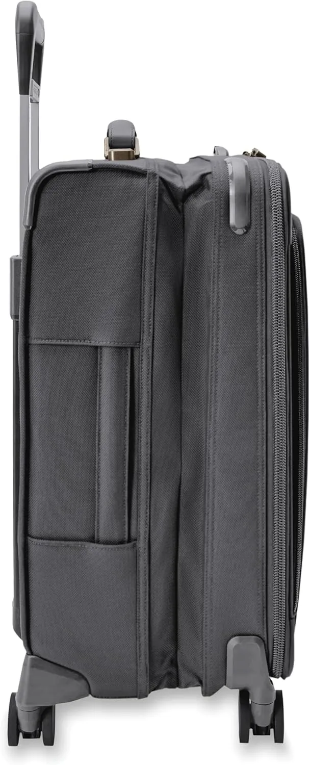 Briggs & Riley Essential 22" Carry On Expandable Spinner - Luggage for Travel, Suitcases with Wheels, Softside Rolling Bag for Men & Women, Self-Repairing Zipper - Baseline Collection, Steel Gray