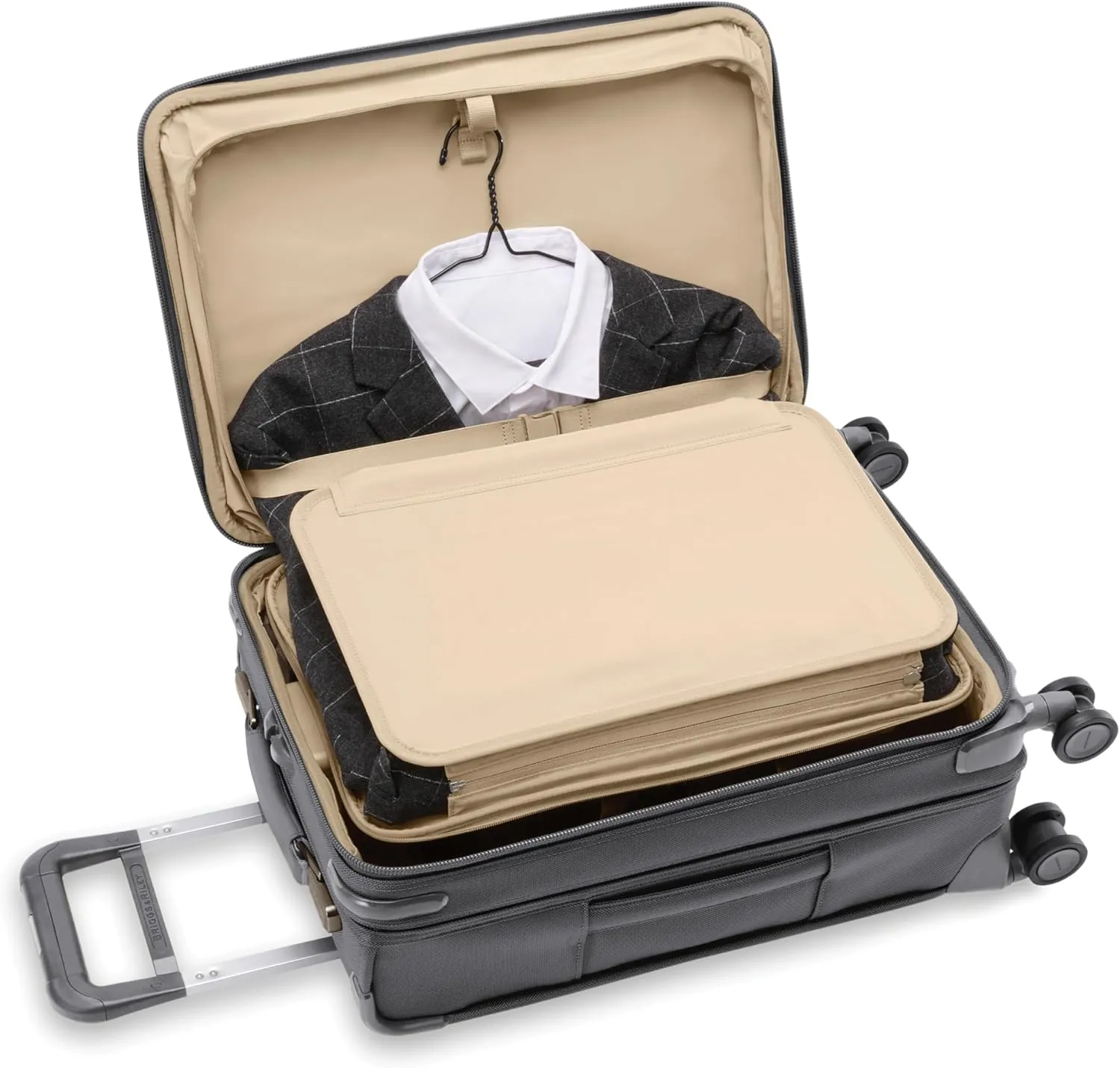 Briggs & Riley Essential 22" Carry On Expandable Spinner - Luggage for Travel, Suitcases with Wheels, Softside Rolling Bag for Men & Women, Self-Repairing Zipper - Baseline Collection, Steel Gray