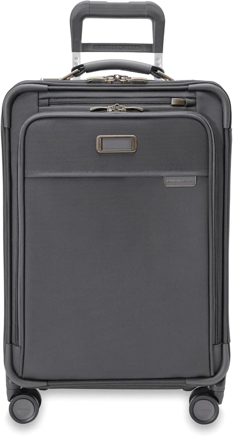 Briggs & Riley Essential 22" Carry On Expandable Spinner - Luggage for Travel, Suitcases with Wheels, Softside Rolling Bag for Men & Women, Self-Repairing Zipper - Baseline Collection, Steel Gray