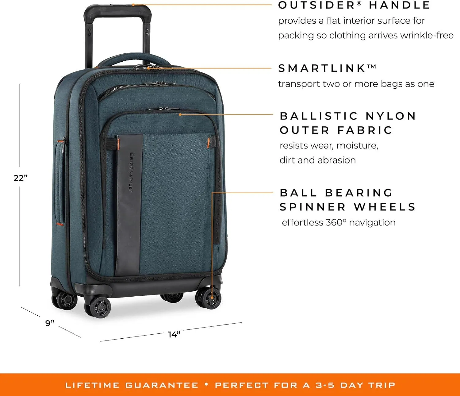 Briggs & Riley ZDX Luggage, Ocean, Carry-On 22 Inch, ZXU122SPX-26