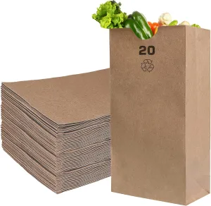 Brown Kraft Paper Bag (20 lb) Large - Paper Lunch Bags, Small Snacks, Gift Bags, Grocery, Merchandise, Party Bags (16 x 8.25 x 5.5) (20 Pound Capacity) #20 Brown Bag by EcoQuality (500)
