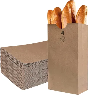 Brown Kraft Paper Bag (4 lb) Small - Paper Lunch Bags, Small Snacks, Gift Bags, Grocery, Merchandise, Party Bags (4 7/8 x 3 x 10 in.) (4 Pound Capacity) by EcoQuality (2000)