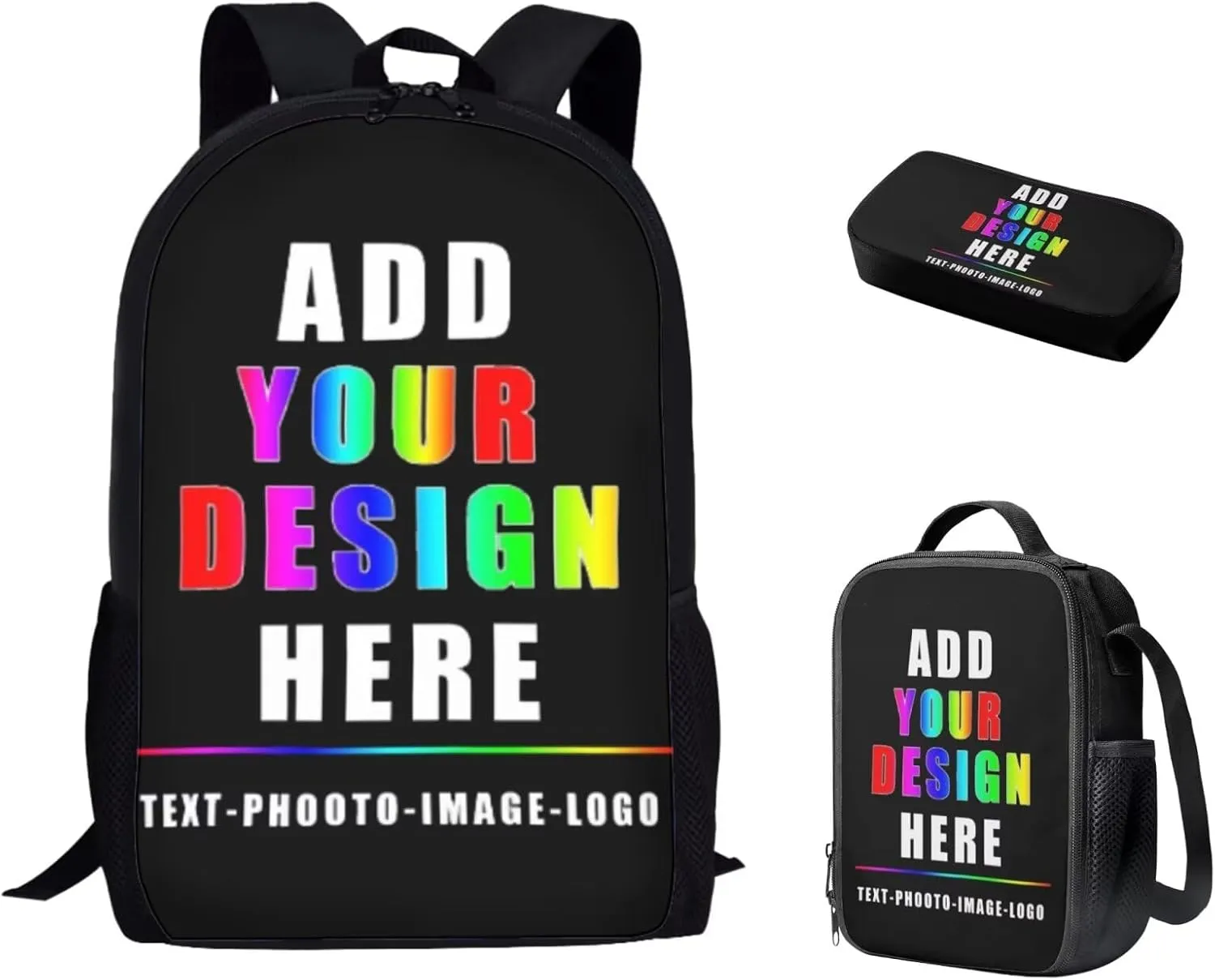 Bulopur Personalized Kids Backpack with Lunch Box Pencil Bag Customized Girls School Bags Insulation Lunch Bag Zippered Pencil Case 3 In 1