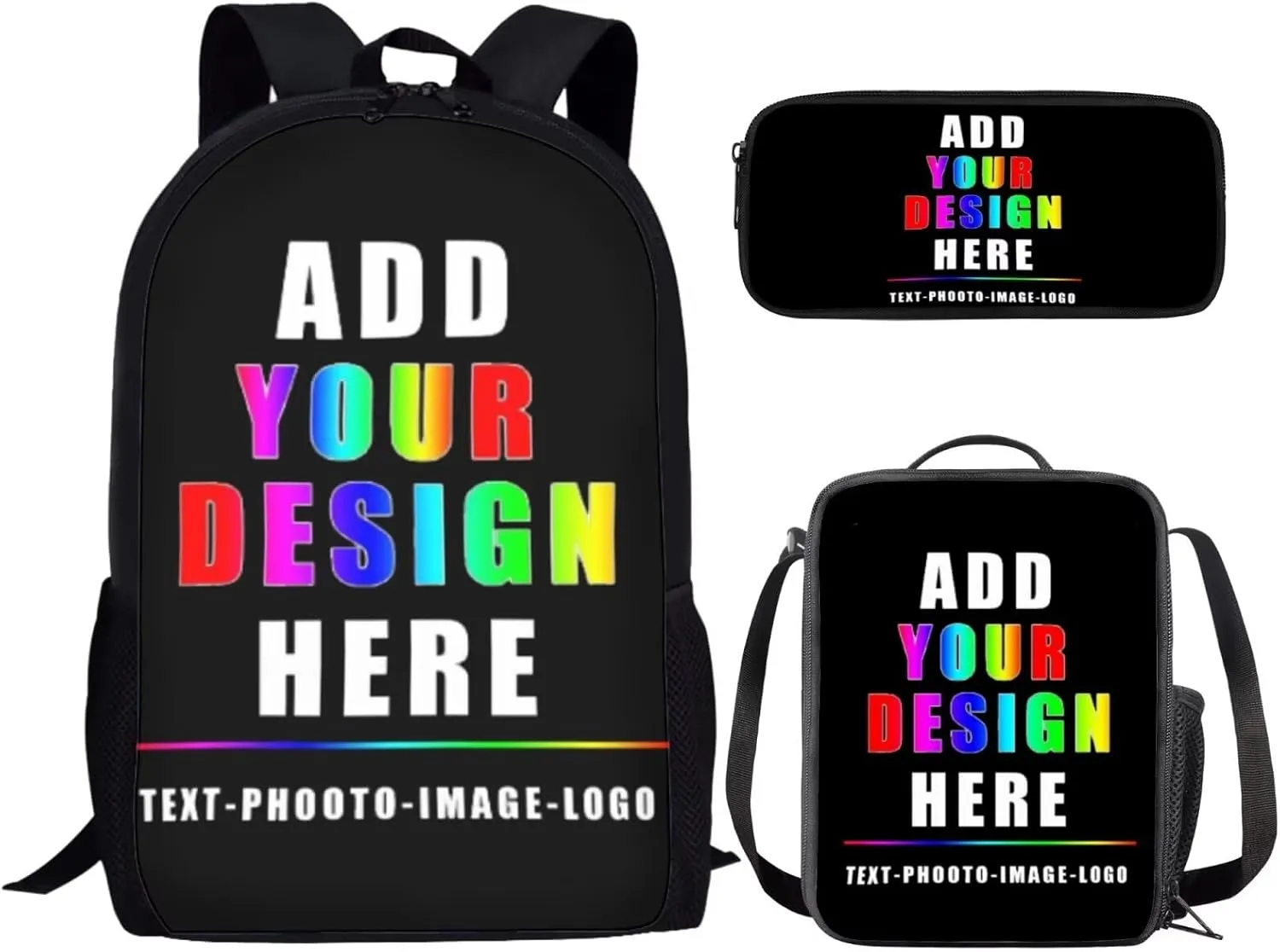Bulopur Personalized Kids Backpack with Lunch Box Pencil Bag Customized Girls School Bags Insulation Lunch Bag Zippered Pencil Case 3 In 1