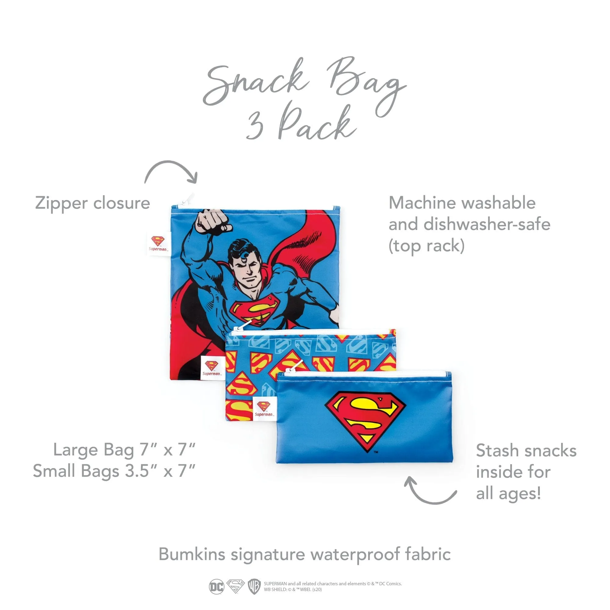 Bumkins DC Comics™ Superman Reusable Snack Bag - 3 Pack