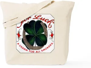 CafePress For Luck Cigar Label Tote Bag Reusable Natural Beige Canvas Shopping Bag