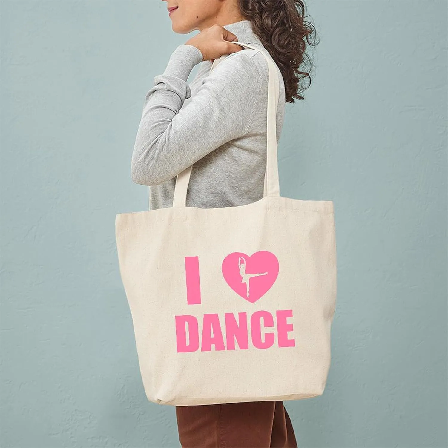 CafePress I HEART DANCE Tote Bag Natural Canvas Tote Bag, Reusable Shopping Bag