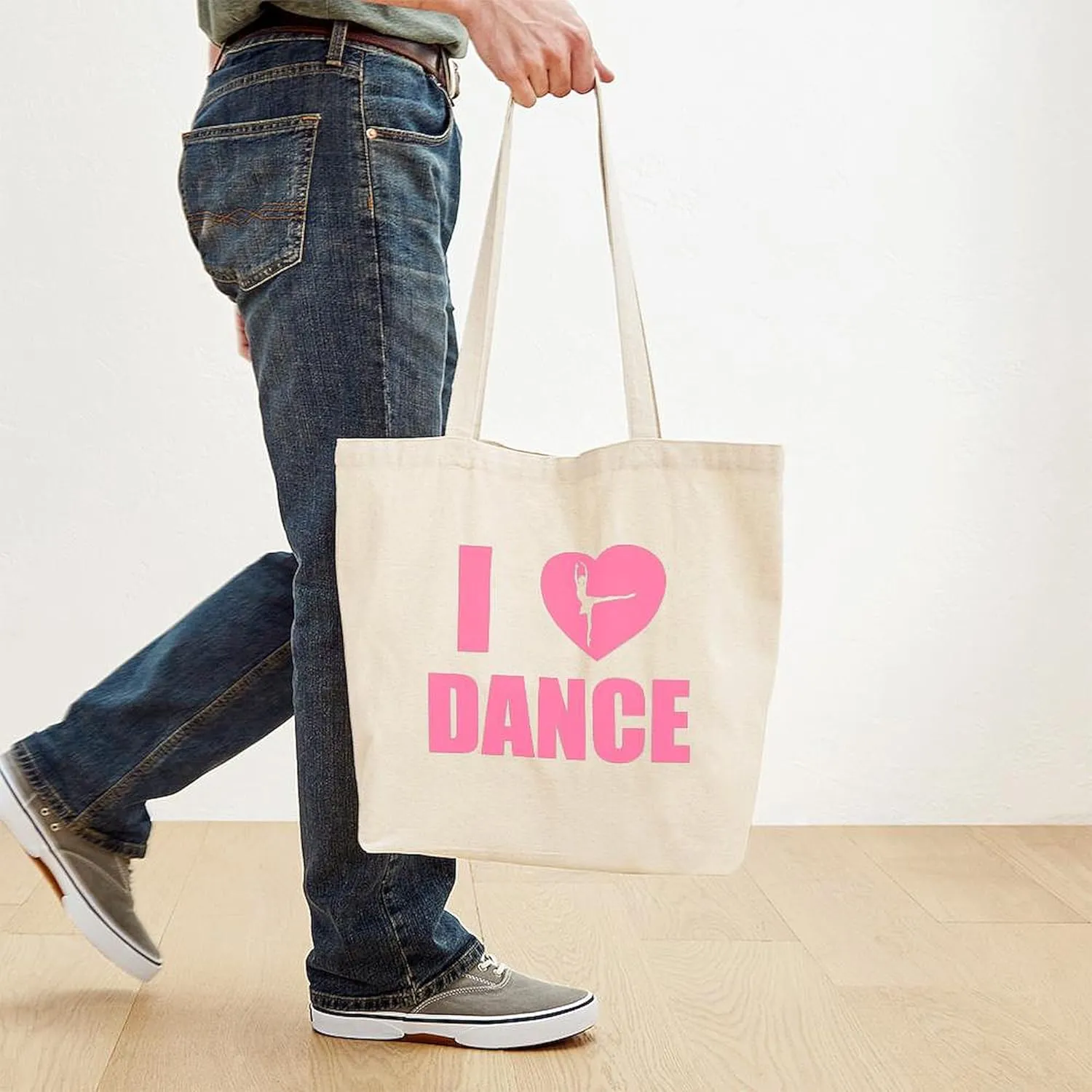 CafePress I HEART DANCE Tote Bag Natural Canvas Tote Bag, Reusable Shopping Bag