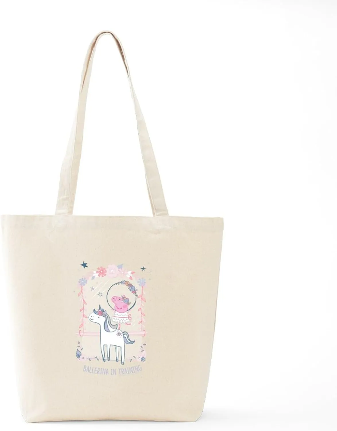 CafePress Peppa Pig Ballerina In Training Natural Canvas Tote Bag, Reusable Shopping Bag