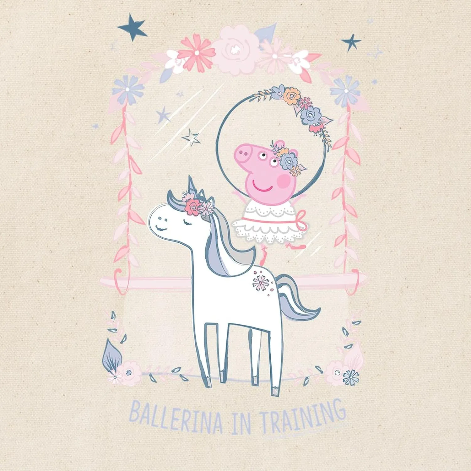 CafePress Peppa Pig Ballerina In Training Natural Canvas Tote Bag, Reusable Shopping Bag
