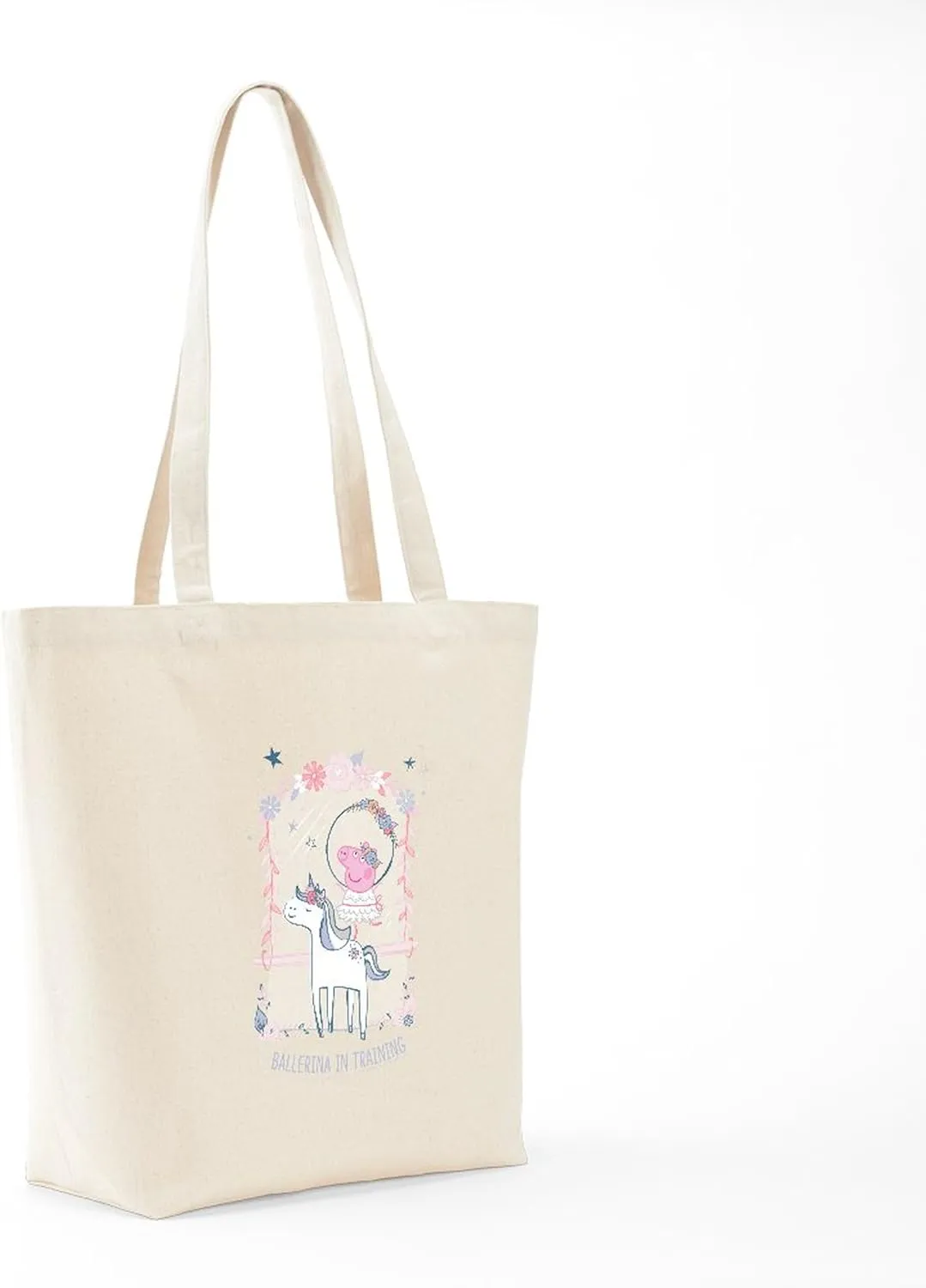 CafePress Peppa Pig Ballerina In Training Natural Canvas Tote Bag, Reusable Shopping Bag