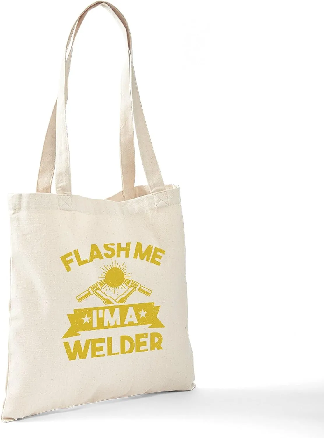 CafePress Welding Flash Me I'm A Welder Natural Canvas Tote Bag, Reusable Shopping Bag