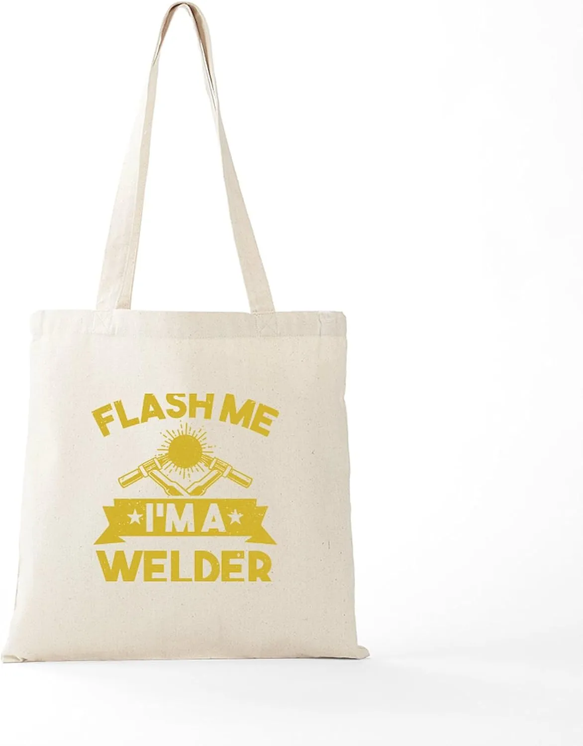 CafePress Welding Flash Me I'm A Welder Natural Canvas Tote Bag, Reusable Shopping Bag