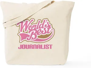 CafePress Worlds Best Journalist Tote Bag Reusable Natural Beige Canvas Shopping Bag