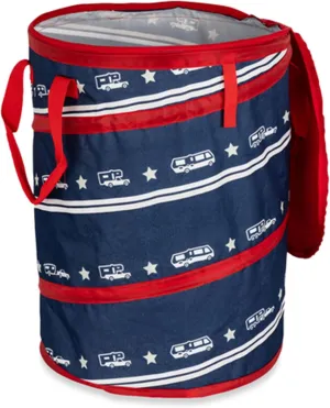 Camco Campsite Pop Up Utility Container with Liner and Zipper Close Lid for RV Storage, Laundry Hampers, and Organization, Patriotic