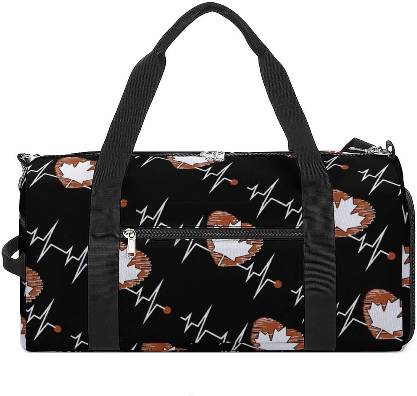 Canada Day Heartbeat Gym Bag for Men Women Travel Duffle Bags with Shoes Compartment Swim Dance Yoga
