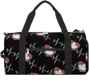 Canada Day Heartbeat Gym Bag for Men Women Travel Duffle Bags with Shoes Compartment Swim Dance Yoga