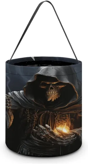 Candy Basket, Grim-Reaper Printed Candy Basket,trick Or Treat Handbag,portable Candy Basket