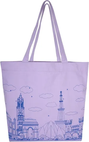 Canvas Big Zip Printed Handbag Tote, Cotton, Inner Pocket, Ecofriendly Bags for Women, Shopping Bag, Easy to Wash