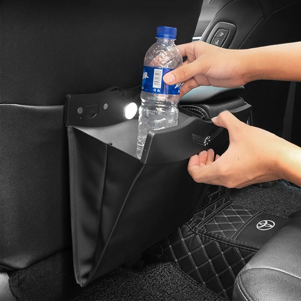 Car Trash Can for Mazda Models, ABS   PU Leather, Black, 1 Litre, Waterproof, Hanging, Garbage Bag, Organizer