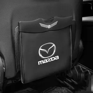Car Trash Can for Mazda Models, ABS   PU Leather, Black, 1 Litre, Waterproof, Hanging, Garbage Bag, Organizer