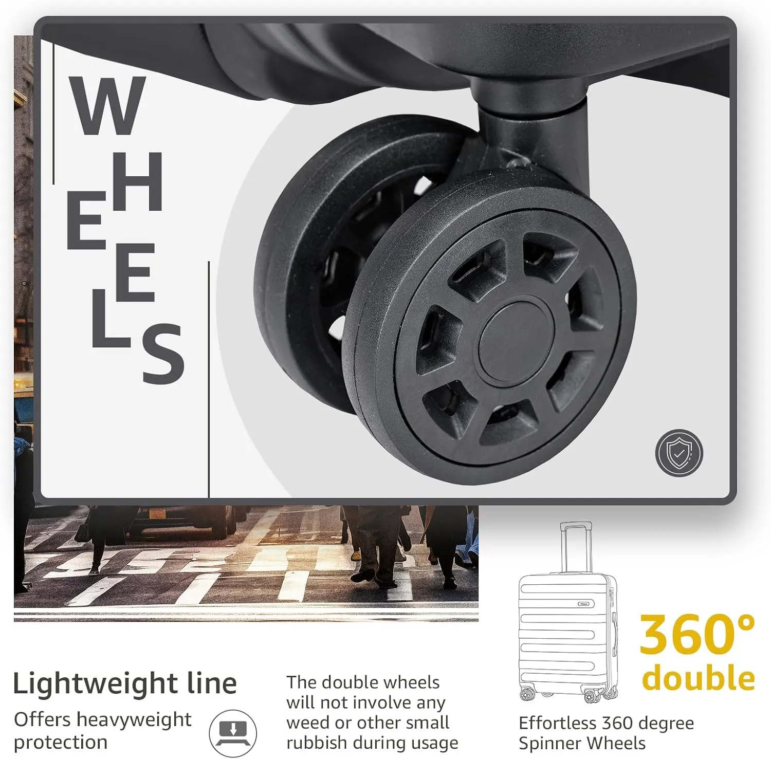 Carry-on Luggage with Spinner Wheels,Suitcases PC ABS Hard Shell - 20in TSA Lock Lightweight Carry on
