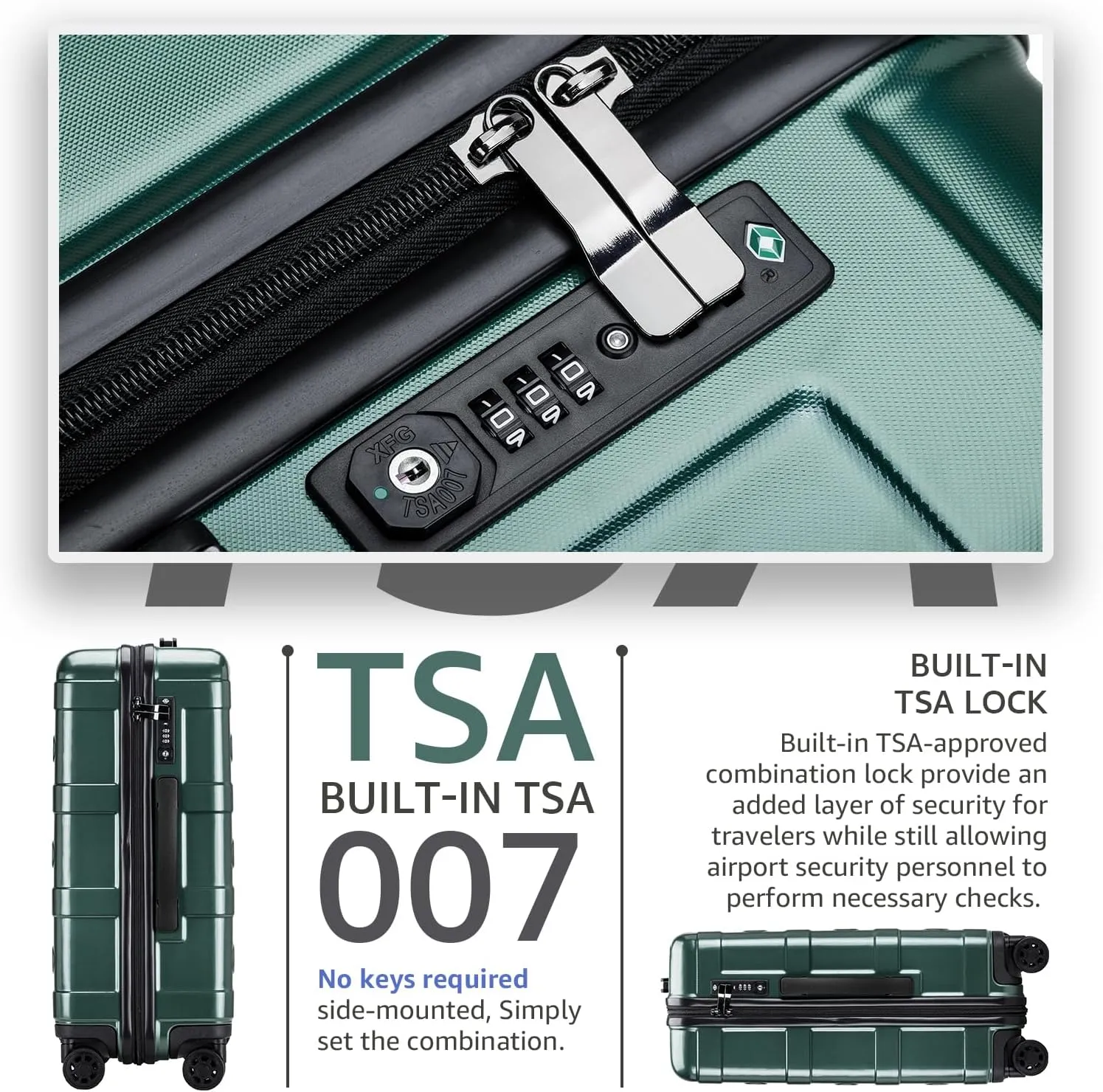 Carry-on Luggage with Spinner Wheels,Suitcases PC ABS Hard Shell - 20in TSA Lock Lightweight Carry on
