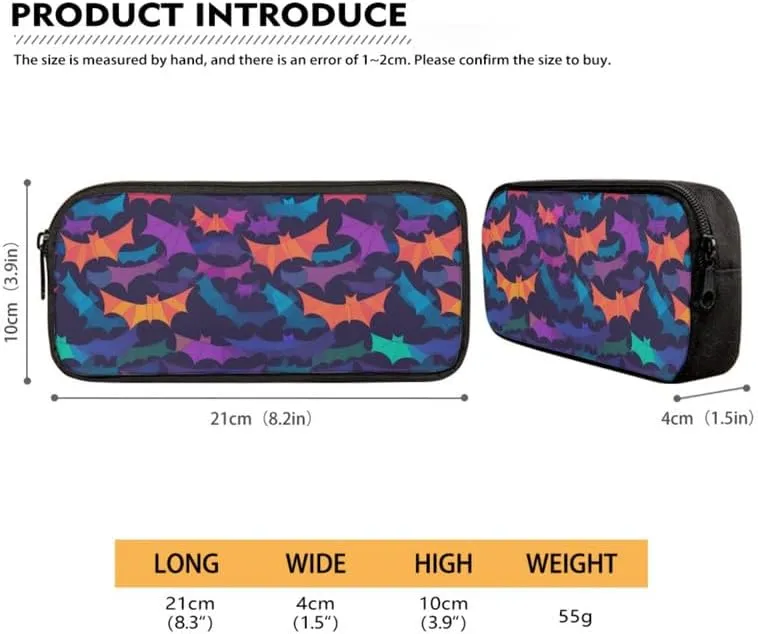 Cartoon Bat 3 In 1 Backpack Lunch Bag Pencil Case Set for Boys, Halloween Bats 17in Large School Bag for Elementary School Students, Creativity Origami Bat Rucksack