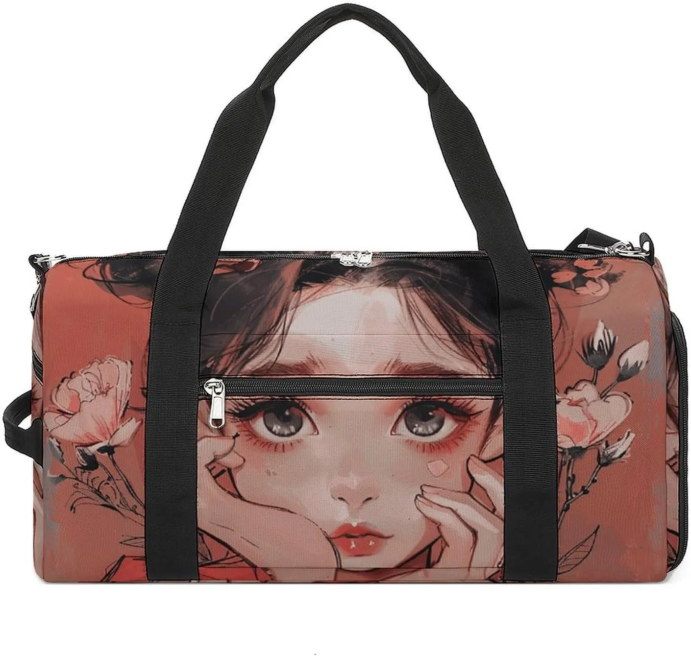 Cat Ears with Big Eyes Gym Bag Sport Gym Tote Bag Lightweight Duffle Bag Carry On Weekender Bags for Women Men
