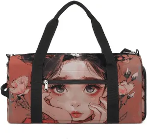 Cat Ears with Big Eyes Gym Bag Sport Gym Tote Bag Lightweight Duffle Bag Carry On Weekender Bags for Women Men