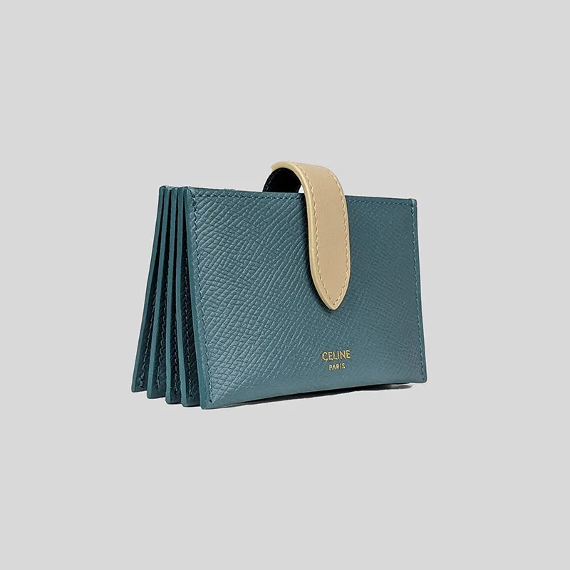 CELINE Accordion Card Holder In Bicolour Grained Calfskin RS-10B693