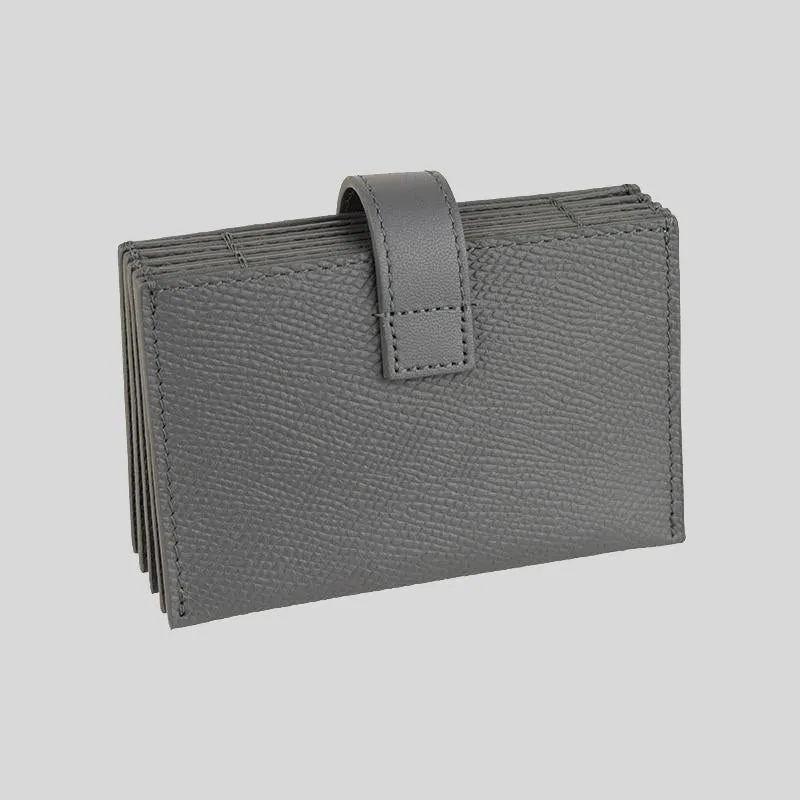 CELINE Accordion Card Holder In Grained Calfskin Medium Grey RS-10B693