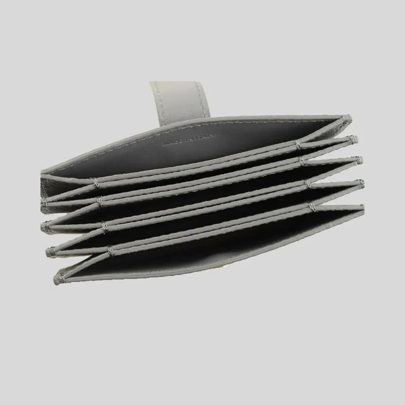 CELINE Accordion Card Holder In Grained Calfskin Medium Grey RS-10B693