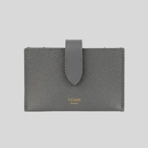 CELINE Accordion Card Holder In Grained Calfskin Medium Grey RS-10B693