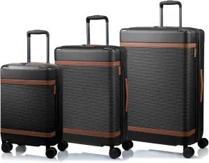 CHAMPS 'VINTAGE III COLLECTION' 3-PIECE EXPANDABLE HARDSIDE SPINNER LUGGAGE SET WITH USB PORT (BLACK)