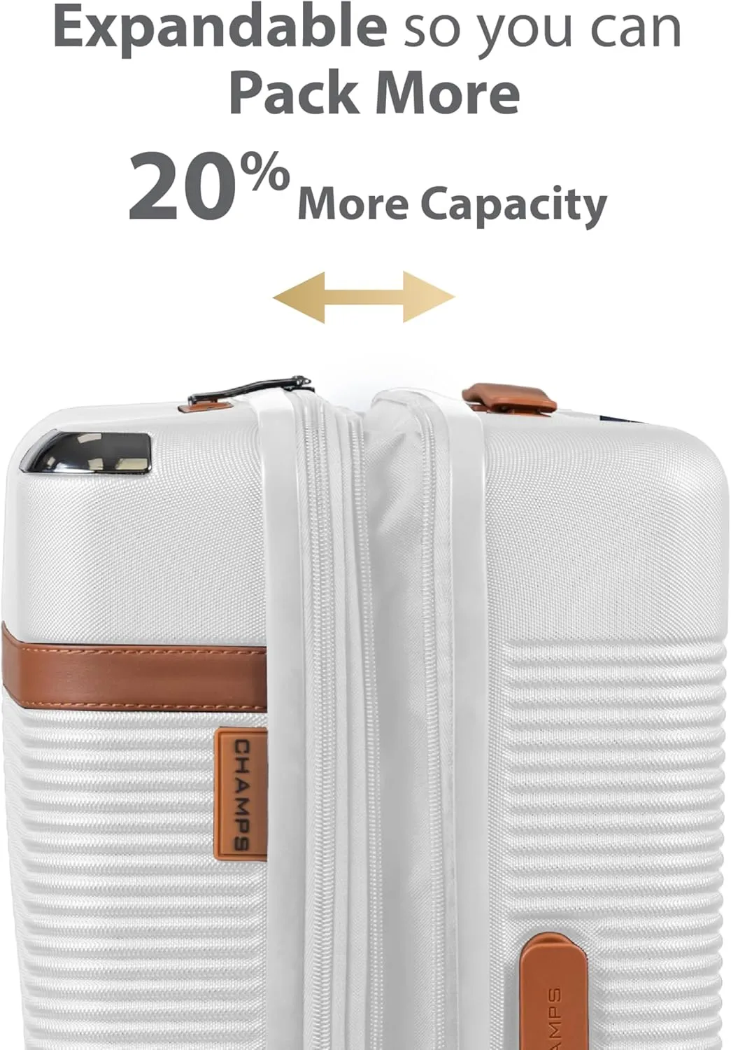 CHAMPS 'VINTAGE III COLLECTION' 3-PIECE EXPANDABLE HARDSIDE SPINNER LUGGAGE SET WITH USB PORT (IVORY)