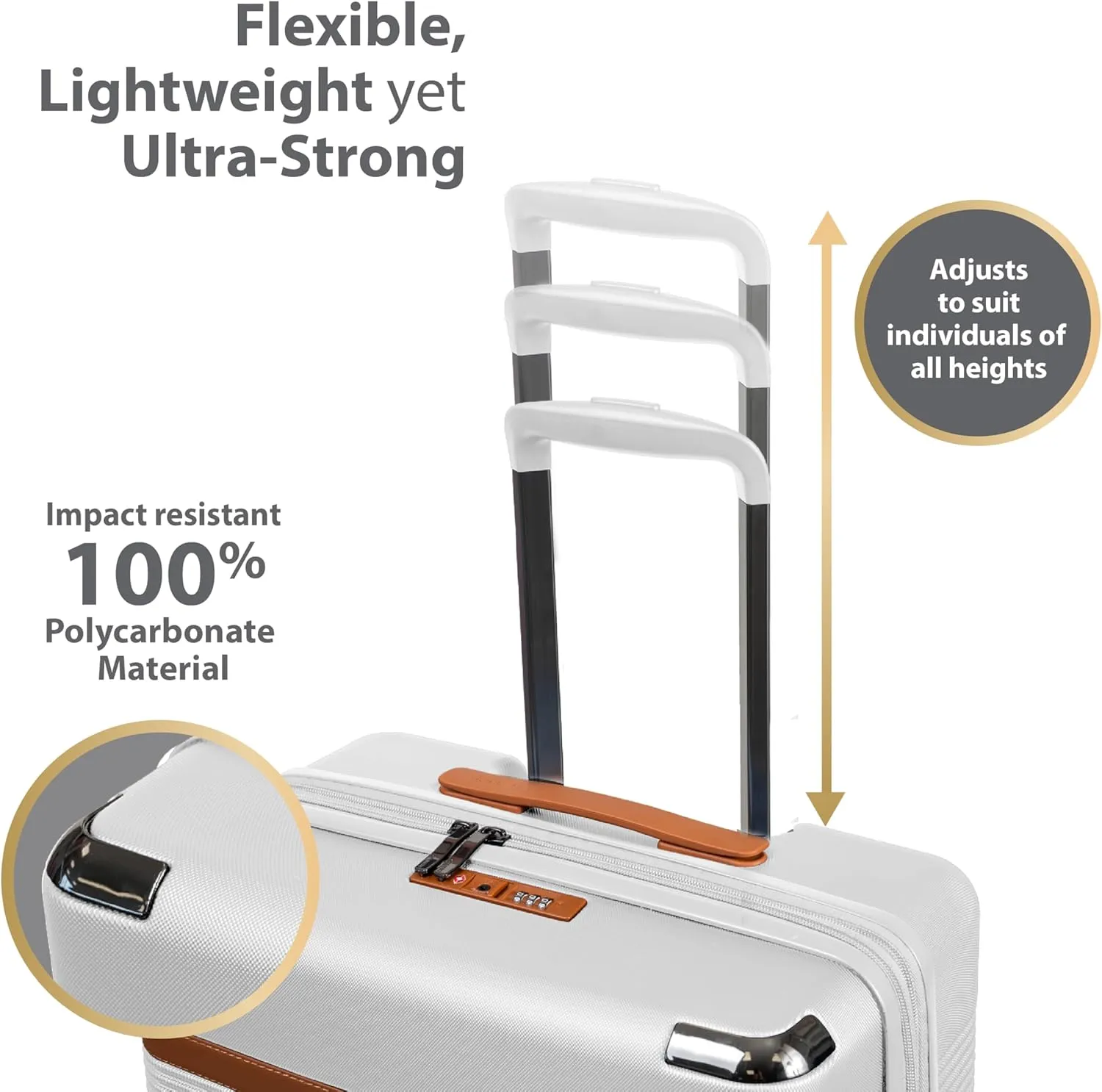 CHAMPS 'VINTAGE III COLLECTION' 3-PIECE EXPANDABLE HARDSIDE SPINNER LUGGAGE SET WITH USB PORT (IVORY)