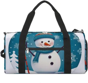 Christmas Skiing Snowman Snowflake Gym Bag Sport Gym Tote Bag Lightweight Duffle Bag Carry On Weekender Bags for Women Men