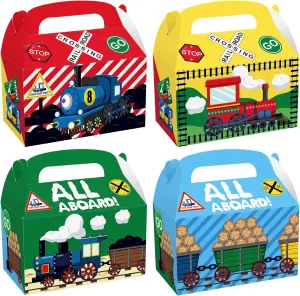 Cieovo 24 Pack Train Party Cardboard Treat Box Train Birthday Party Favor Boxes Transportation Train Party Goody Bags Treat Boxes for Train Theme Birthday Baby Shower Supplies