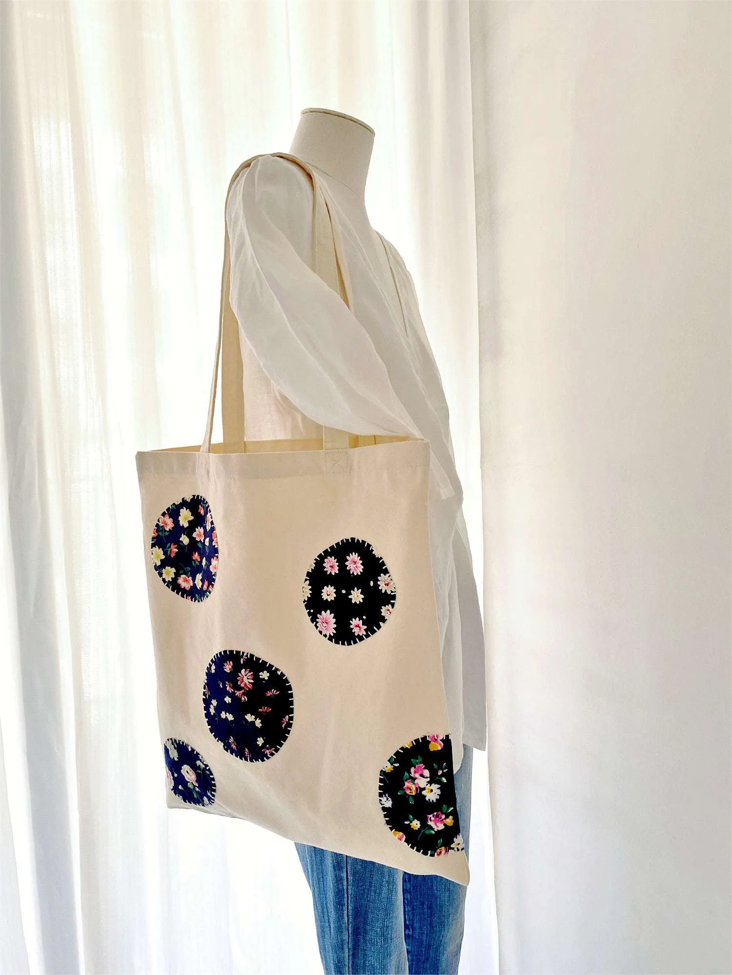 Circle Patch Canvas Tote