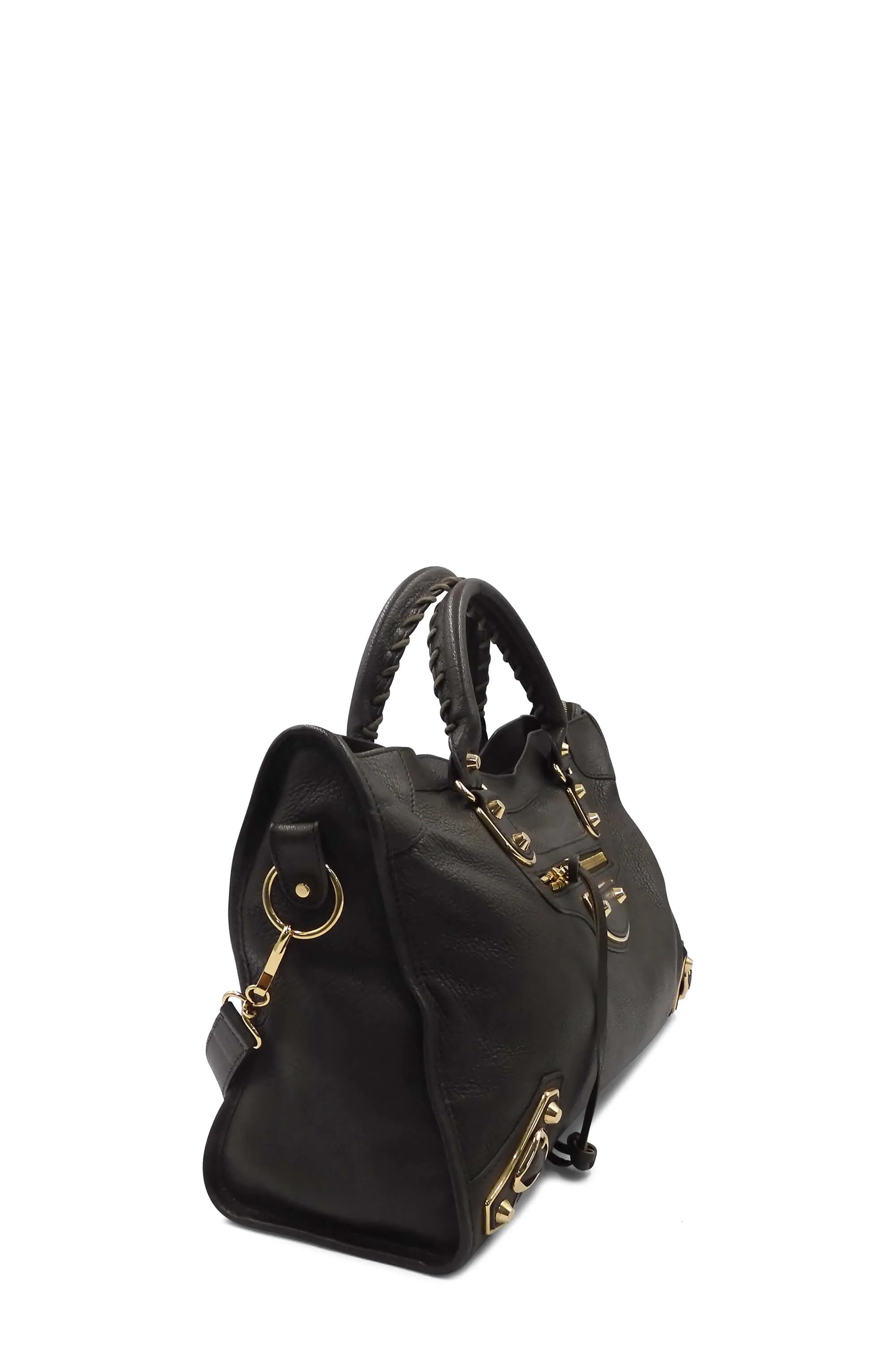 Classic City M Metallic Edge Brown with Gold Hardware
