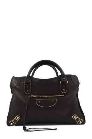Classic City M Metallic Edge Brown with Gold Hardware