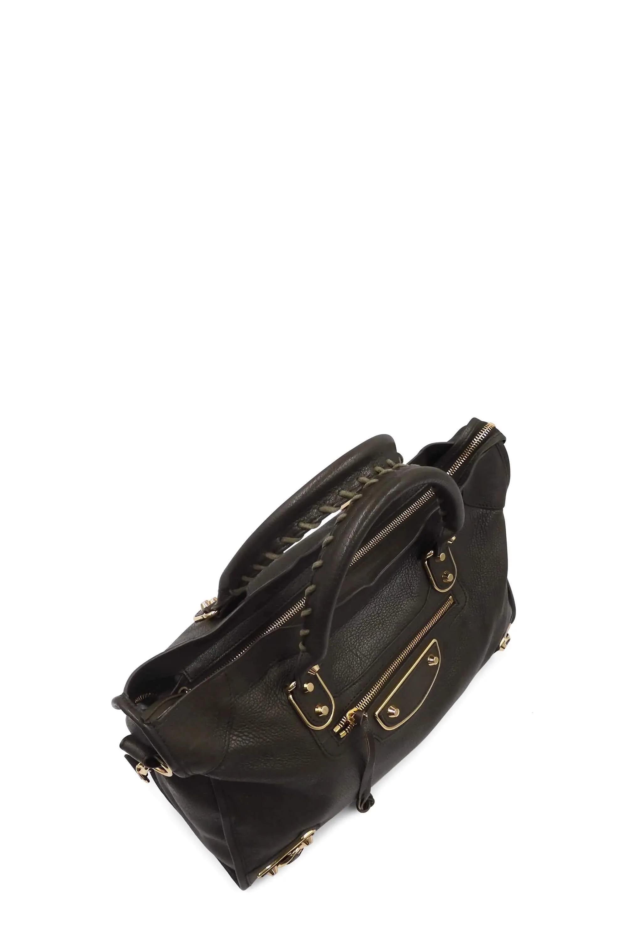 Classic City M Metallic Edge Brown with Gold Hardware